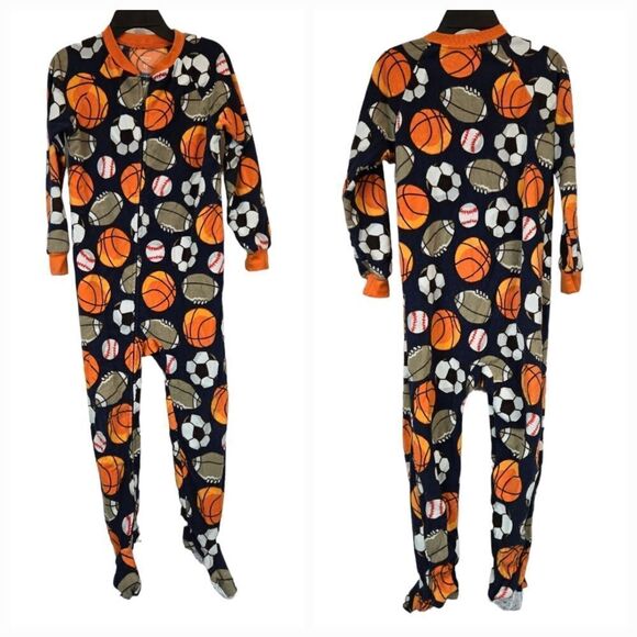 Carter's Boys 4T Sport Blanket Sleeper Footie Onesie Pajama PJ Fleece Sleepwear - Picture 2 of 7